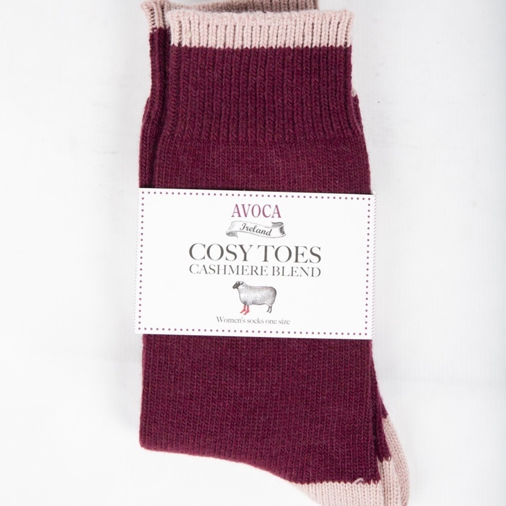 AVOCA Ireland Cosy Toes
Women's Socks Cashmere
Blend - Burgundy/Pink
